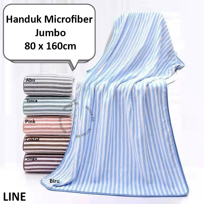 Handuk Mandi Microfiber Jumbo 80 x 160cm Handuk Dewasa Halus Jumbo Motif