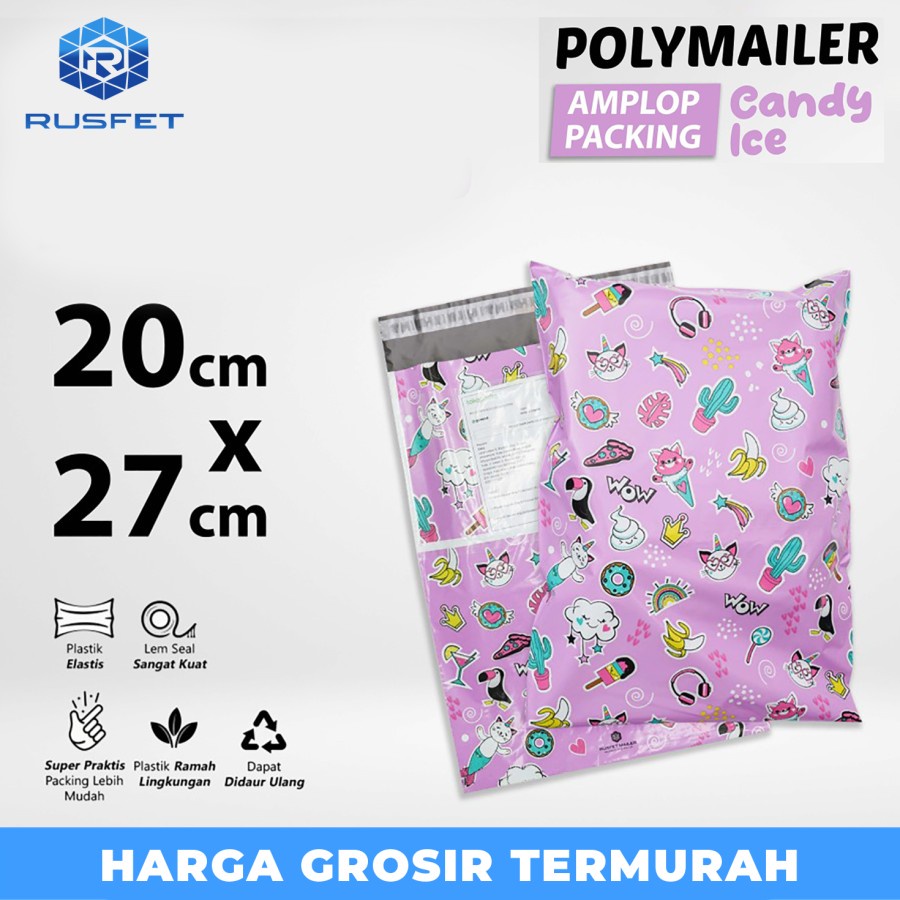 

Amplop Plastik Packing Polymailer 20x27cm CANDY Polimailer satuan