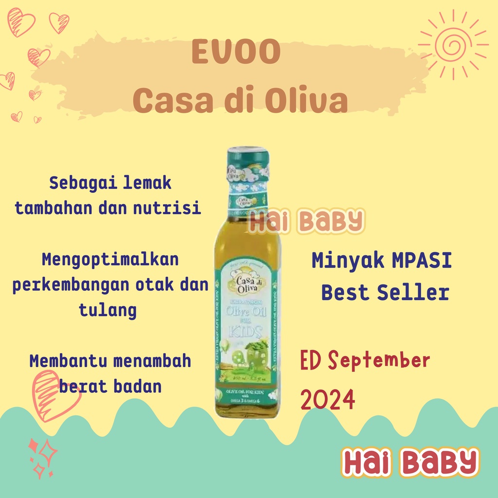 

EVOO - Casa di Oliva / Extra Virgin olive oil for kids / Minyak Zaitun MPASI Bayi 250 ml