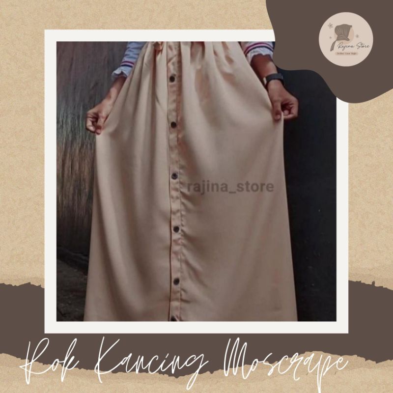 [COD] ROK KANCING DEPAN ATAU ROK KANCING MOSCREPE ATAU ROK PANJANG DENGAN KANCING BAHAN MOSCREPE