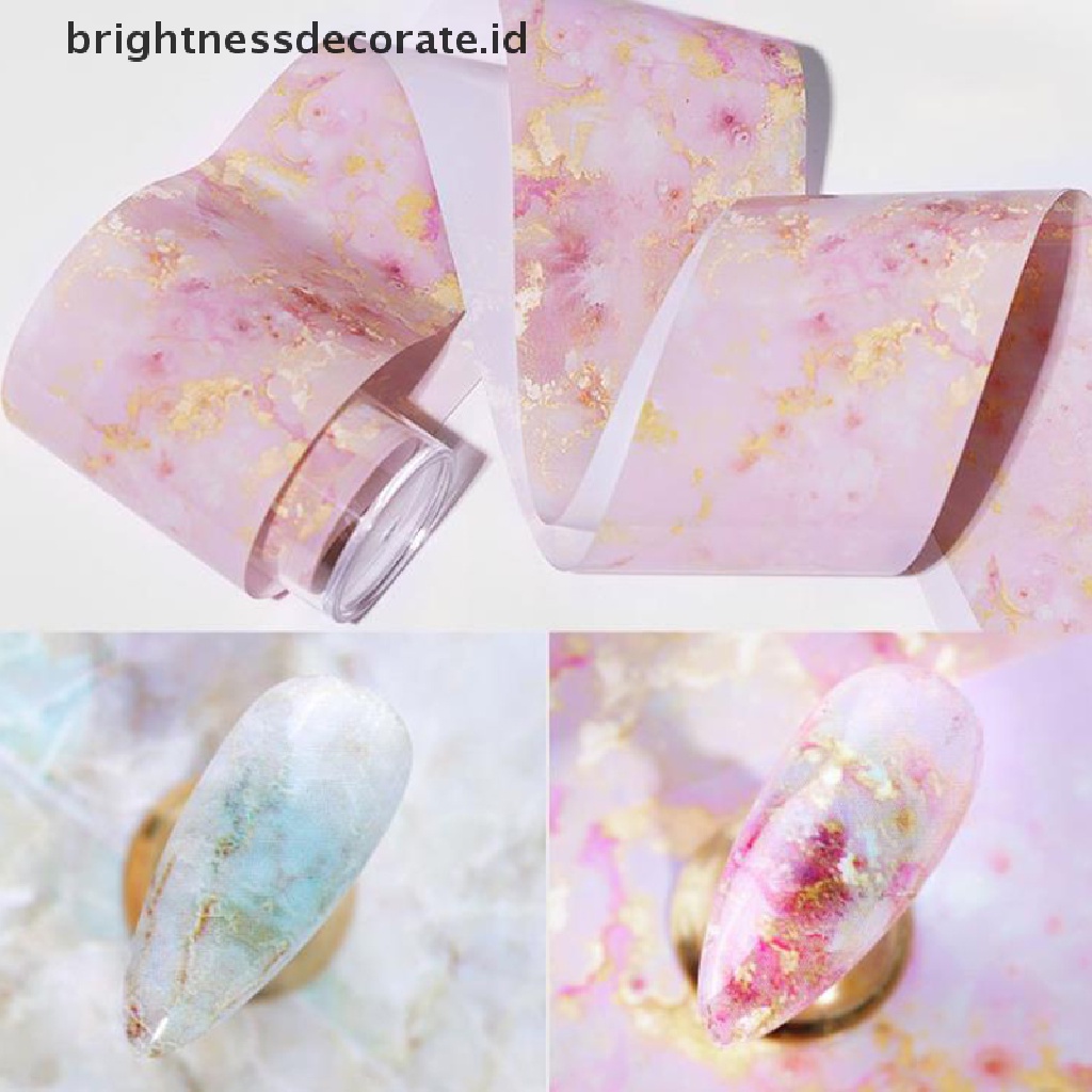[Birth] 1pc Stiker Foil Kuku Motif Marmer Transfer Sticker DIY Dekorasi Nail Art [ID]