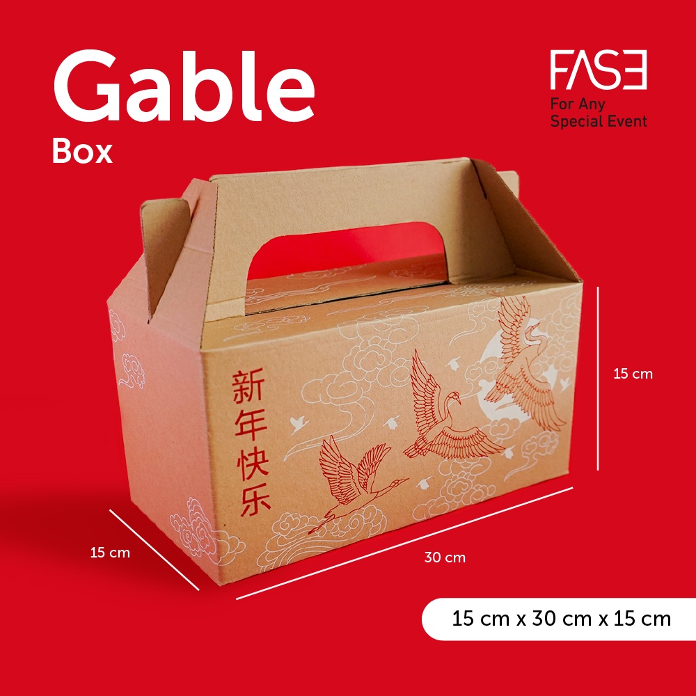 

Dus Imlek Tahun Baru China / Box Gable Brown 30 x 15 x 15 cm isi 5 pcs / Corrugated Box Packaging Die Cut Pizza Hampers Imlek Tahun Baru China Chunjie