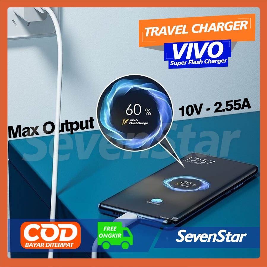 Charger Vivo Micro USB Travel Charger Fiash Charger 3.0 Putih