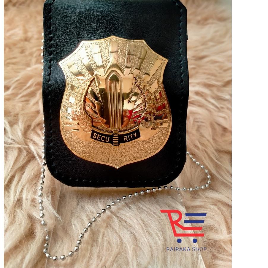 Trendy Name Tag Id Card Dompet Kalung Lencana KTA Security Satpam kulit asli terlaris