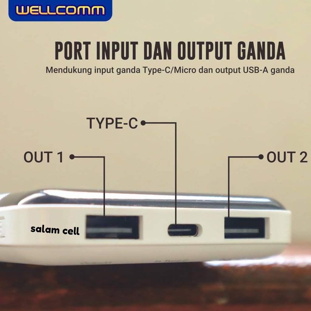 Powerbank Wellcomm JF100 10.000mAh Original Power Bank Wellcomm Garansi Resmi