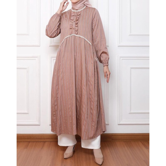 Terbaru , Disiko Exclusive Original , Long Tunik Katun pop crincle , tunik Salur Wanita.