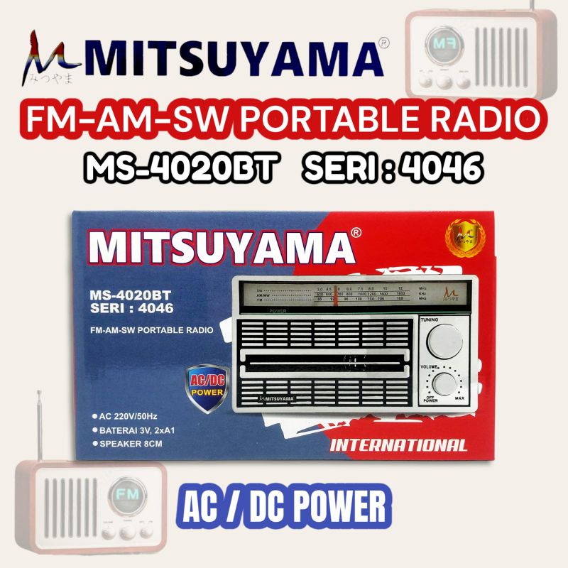 Radio portable radio jadul FM AM SW bisa AC DC Mitsuyama MS 4020BT 4046