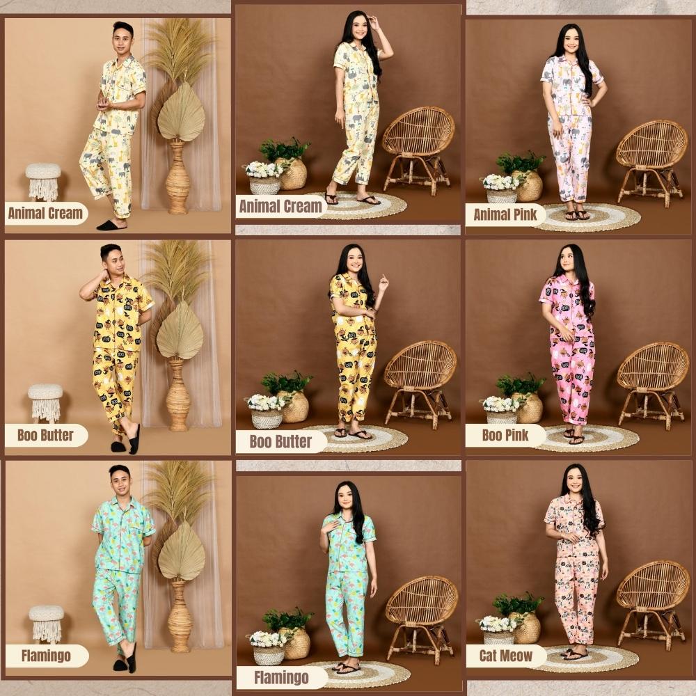 Paket Hemat Piyama CP Satu Lusin ( Size M, L, XXL ) Pria / Wanita / Baju Tidur Dewasa / Setelan Piyama Celana Panjang Lengan Pendek ( 12 Pcs )