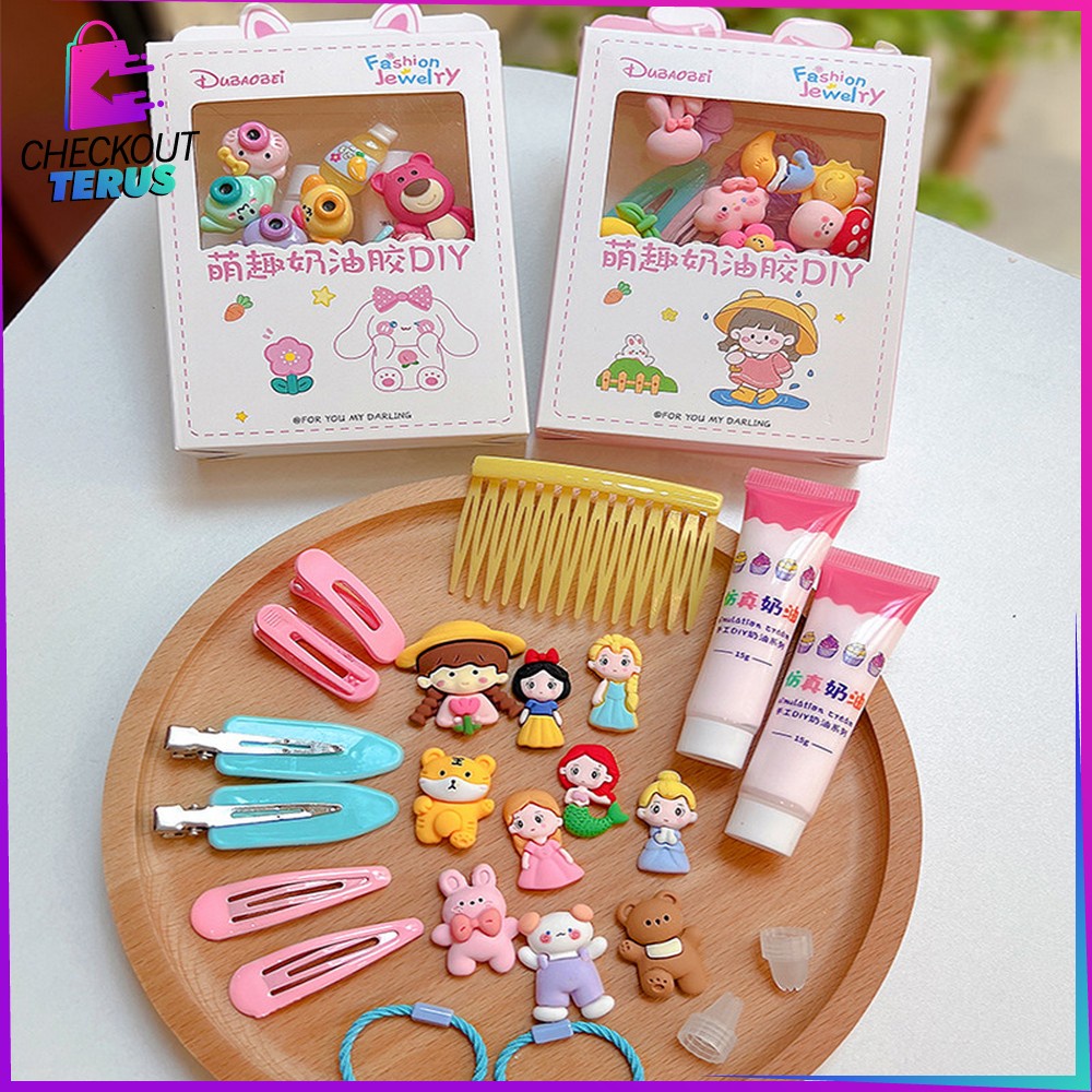 CT C776 Jepit Rambut DIY Set With Clay Decorating Menghias Karet Aksesoris Rambut Anak Hair Pin Korean Style Import