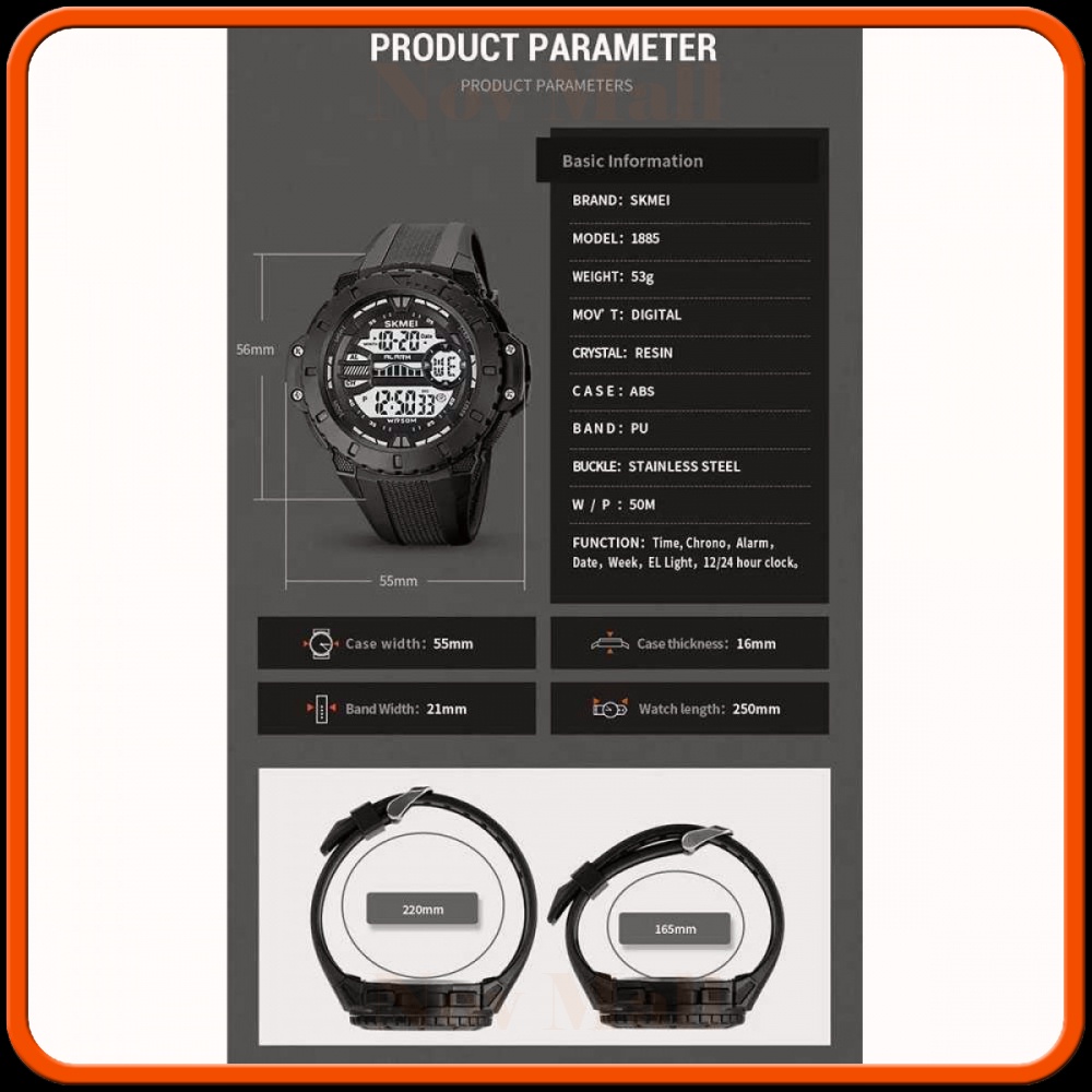 SKMEI Jam Tangan Pria Digital Sport Watch Alarm Waterproof - 1885