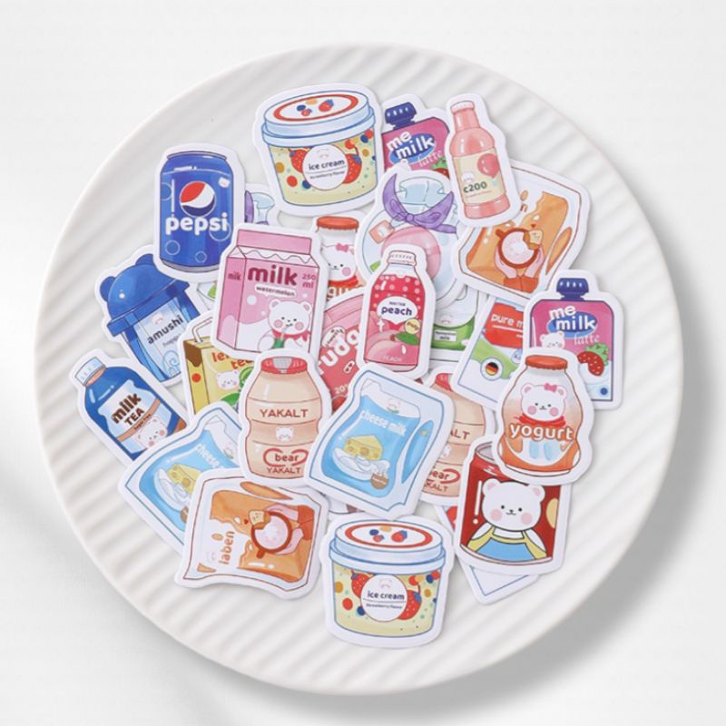 

23 pcs Sticker Lucu Food Drink Sticker Cute Kawaii