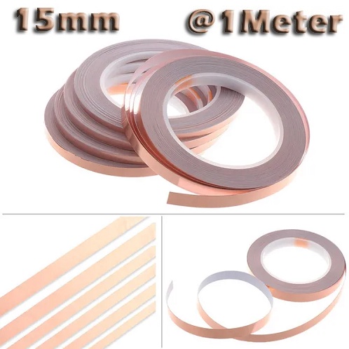

15mm x 1 Meter Copper Tape Adhesive Isolasi Tembaga Solatip Jalur PCB