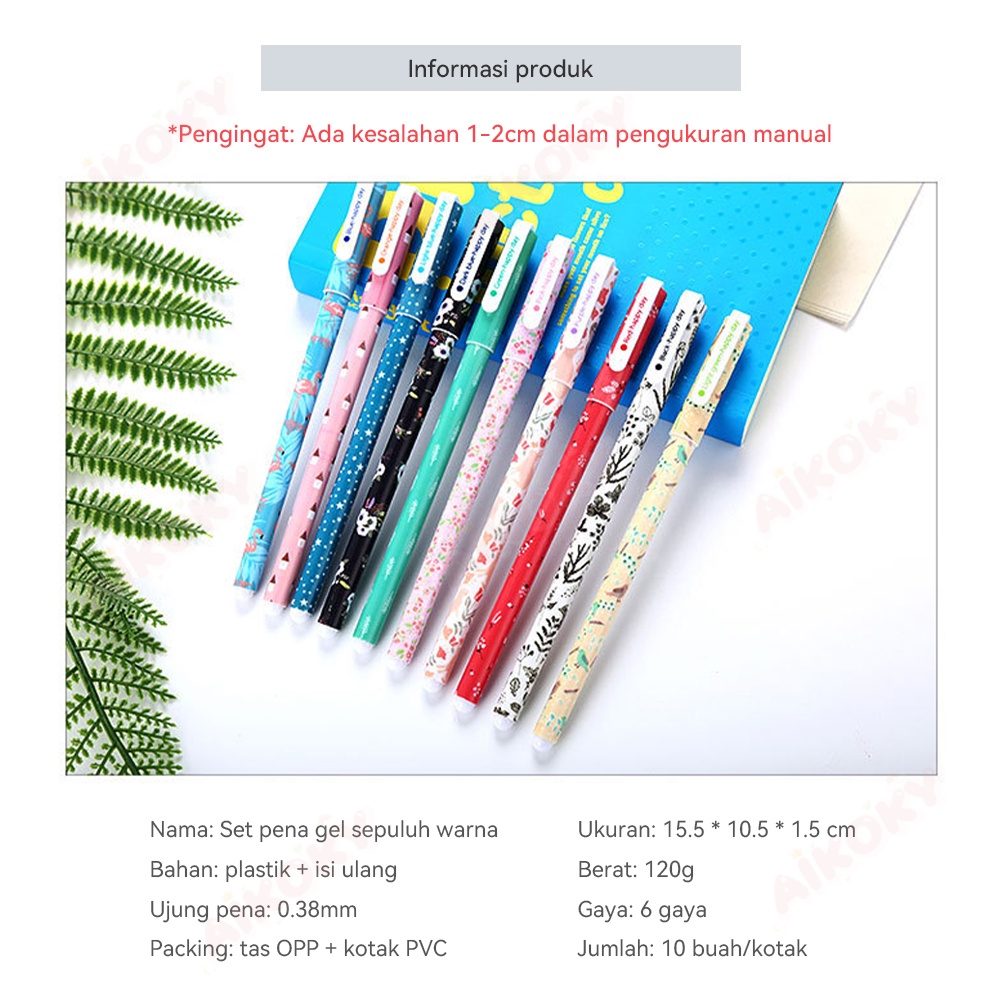 Aikoky 10 pcs/Set Pulpen gel karakter lucu 0.38mm