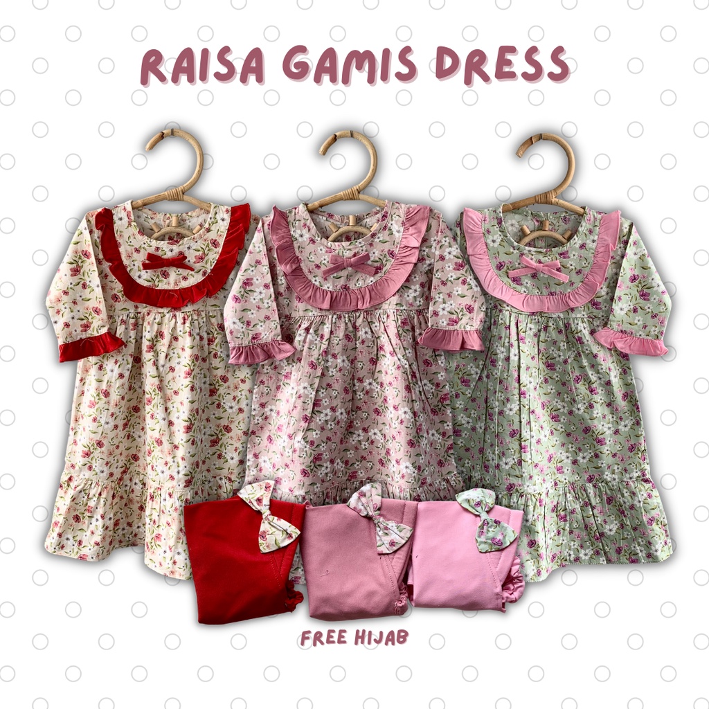 raaiissaa gamis dress anak perempuan baju muslim anak balita cewek 1 2 3 tahun