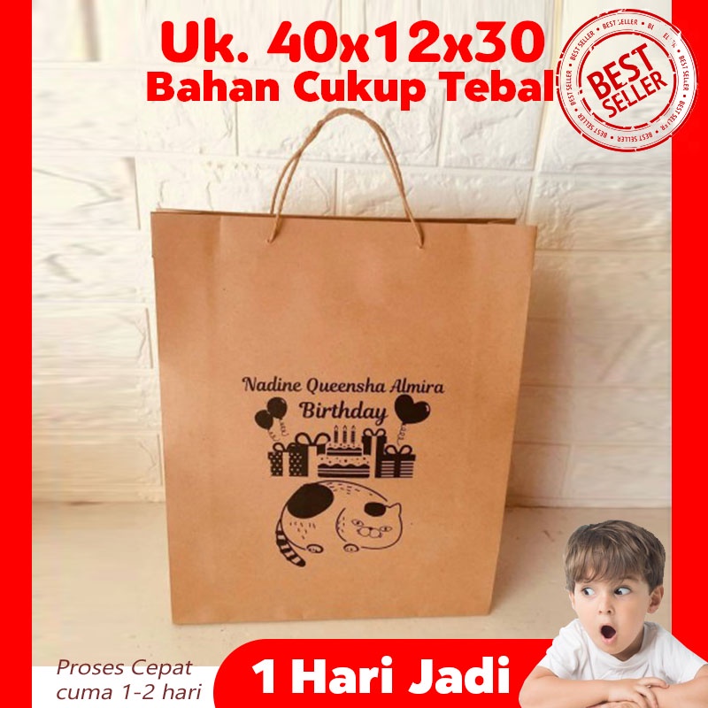 

Tas Ulang Tahun Anak Jumbo Uk. 40x12x30 cm / Tas Kertas Ulang Tahun Anak Murah Bebas Desain