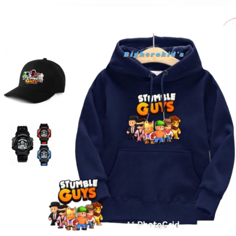 PAKET HEMAT 3IN1 JAKET SWEATER HOODIE ANAK MOTIF STUBLE GUY FREE TOPI BORDIR DAN JAM TANGAN ANAK