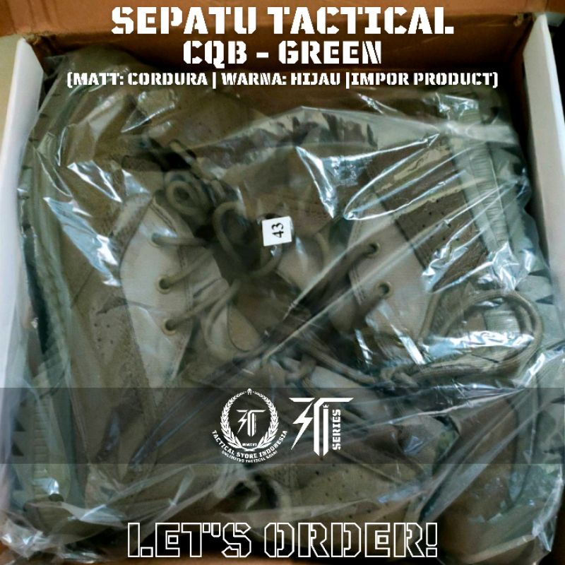 NEW STOCK! Sepatu CQB Swat Impor Original - Green Army - Sepatu PDL Hijau Brimob / TNI / Polisi