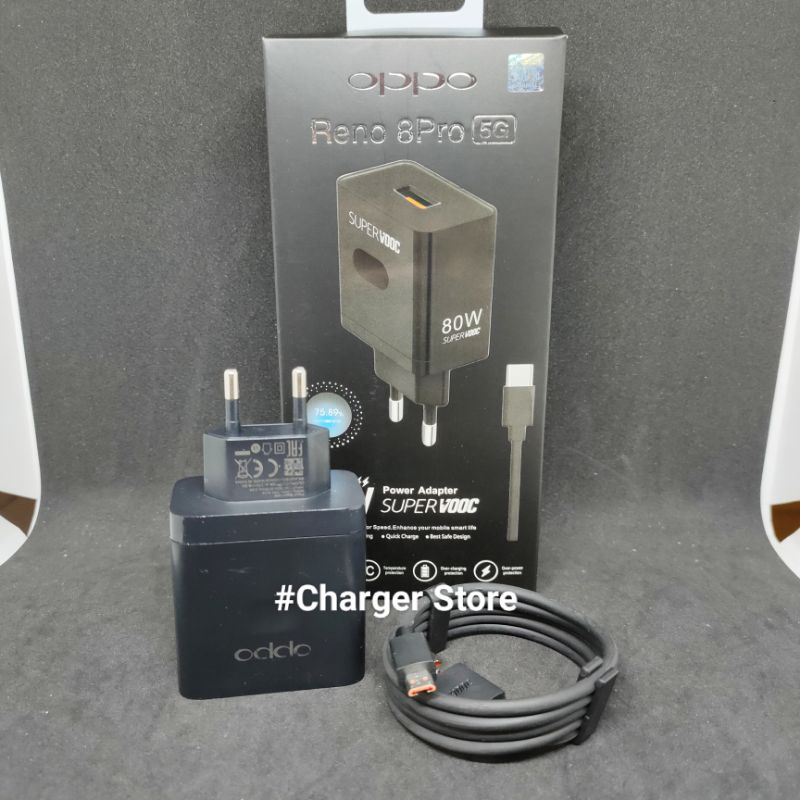 Charger Oppo Hitam Micro USB ORIGINAL 100% 80W 6.5A SUPER VOOC DART Fast Charging