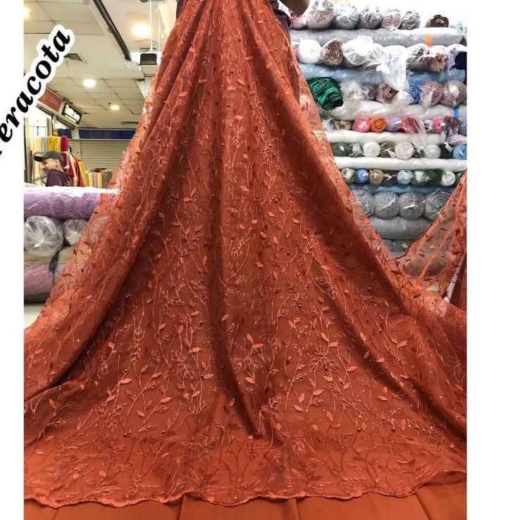 ✓ PROMO MURAH Kain tille akar mutiara / bahan brokat akar mutiara (padi).