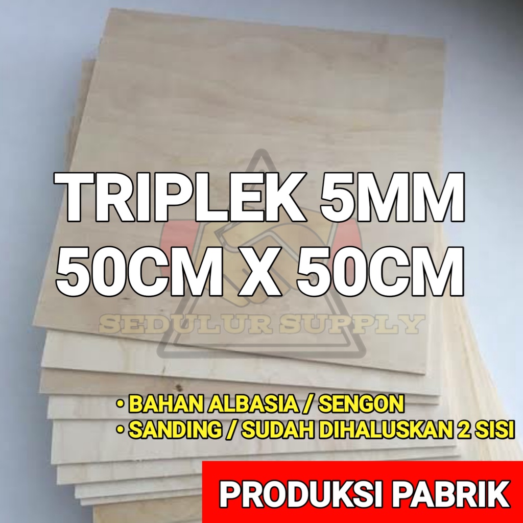 PAPAN KAYU TRIPLEK / MULTIPLEK 5MM ALBASIA UTY UKURAN 50 x 50 cm / TRIPLEK TIPIS