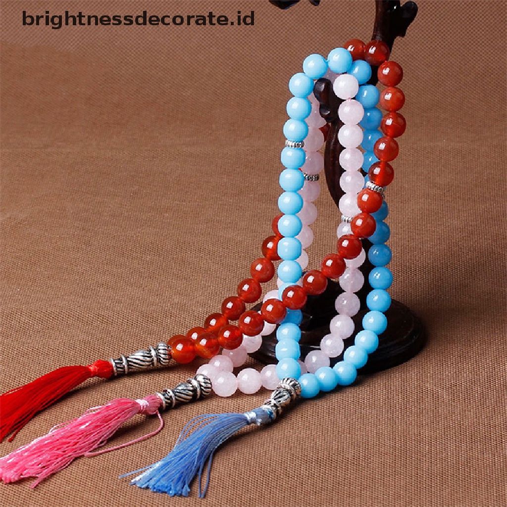 [Birth] Gelang Batu Malachite Liontin Rumbai 33butir Tasbih Muslim Islam Rosario [ID]