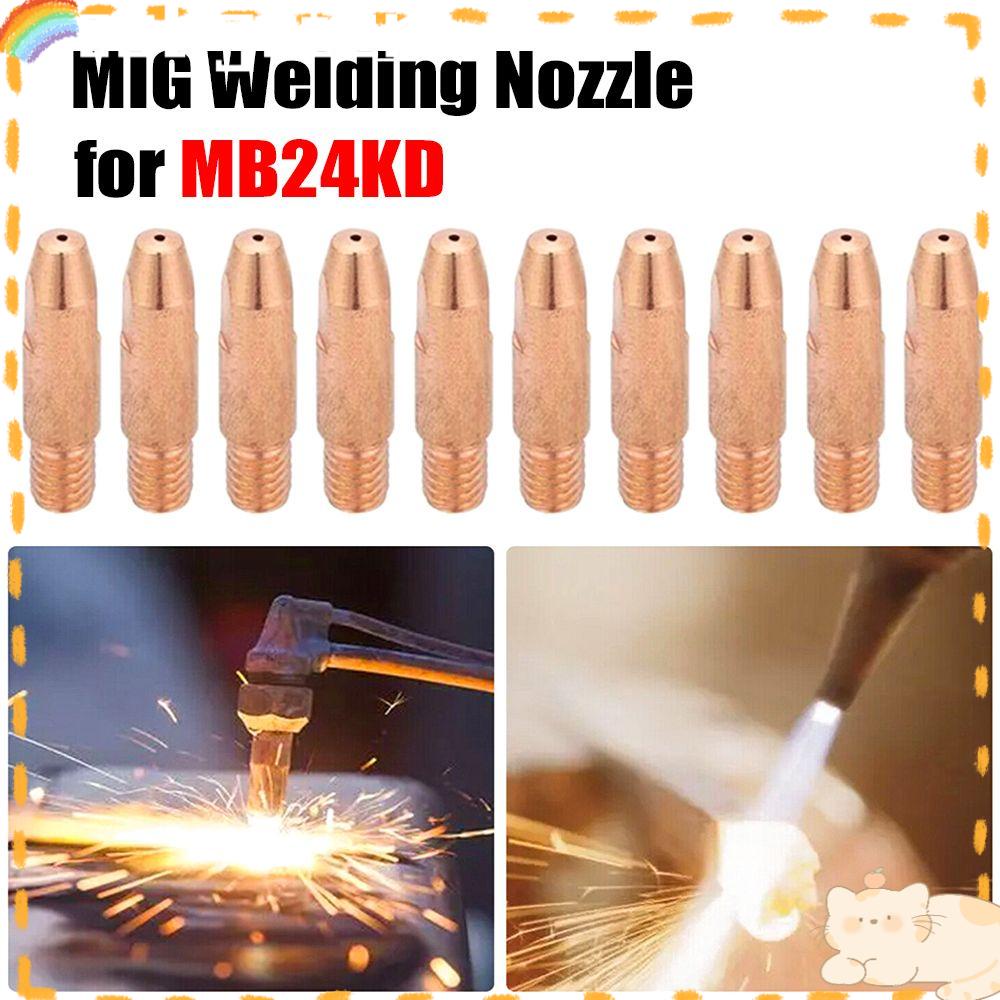 Solighter 10pcs MIG Welding Nozzle 0.8mm/1.0mm/1.2mm Holder Kit Untuk MB24KD 24KD Torch Consumables