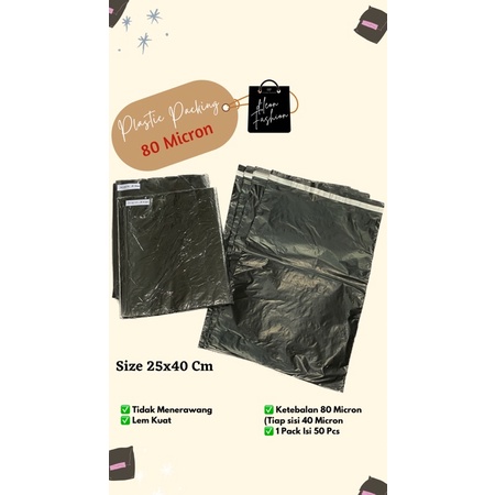 

size 25x40 Cm 80 micron (plastik packing/polymailer) isi 50 pcs