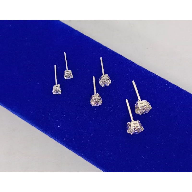 giwang model solitaire desi mp variasi ukuran kecil-besar/perak asli silver 925 lapis emas/perhiasan fashion wanita terbaru