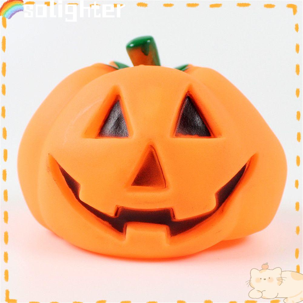 Solighter Pumpkin Puppy Mencicit Tahan Lama Produk Puppy Mainan Anjing Halloween Mainan Kunyah