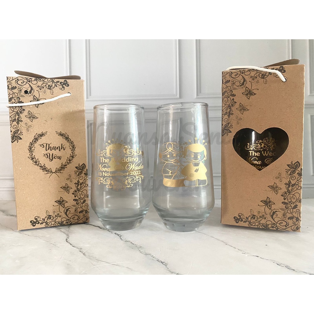 Souvenir Pernikahan Gelas Kaca Minum Gelas Siena Mug Cafe Cangkir Wine Tumbler Sablon