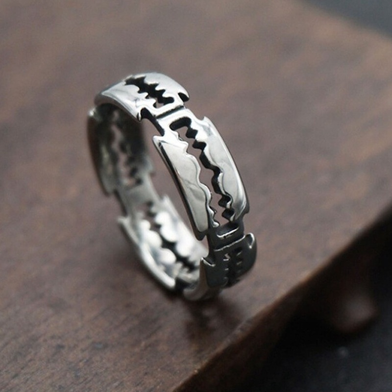 Hip Hop Bladed Ring Fashion Punk Rock Warna Hitam Perak Cincin Pasangan Kekasih Rings Untuk Pria Dan Wanita Ring