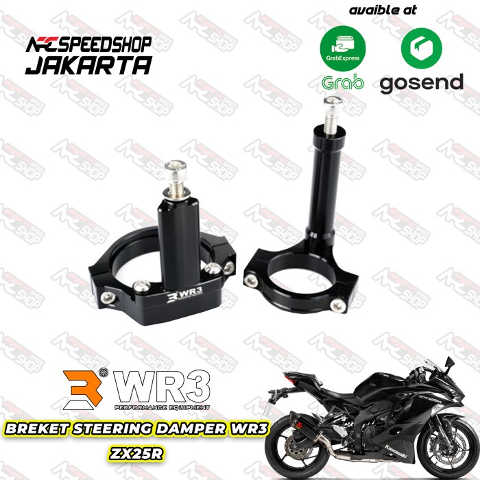 Steering Damper Ohlins Sd000 + Breket Dumper Wr3 Black Kawasaki Zx25R #Original