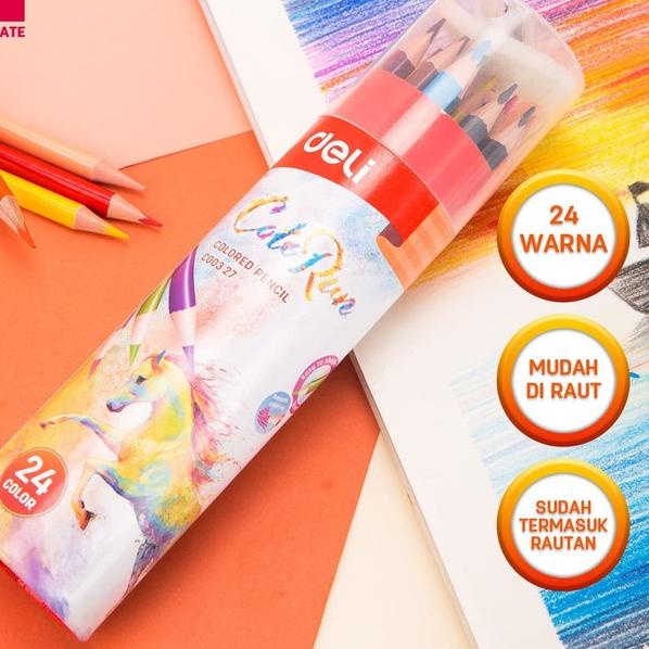 

Berkualitas Pensil Warna DELI 24 Warna Bonus Serutan - EC