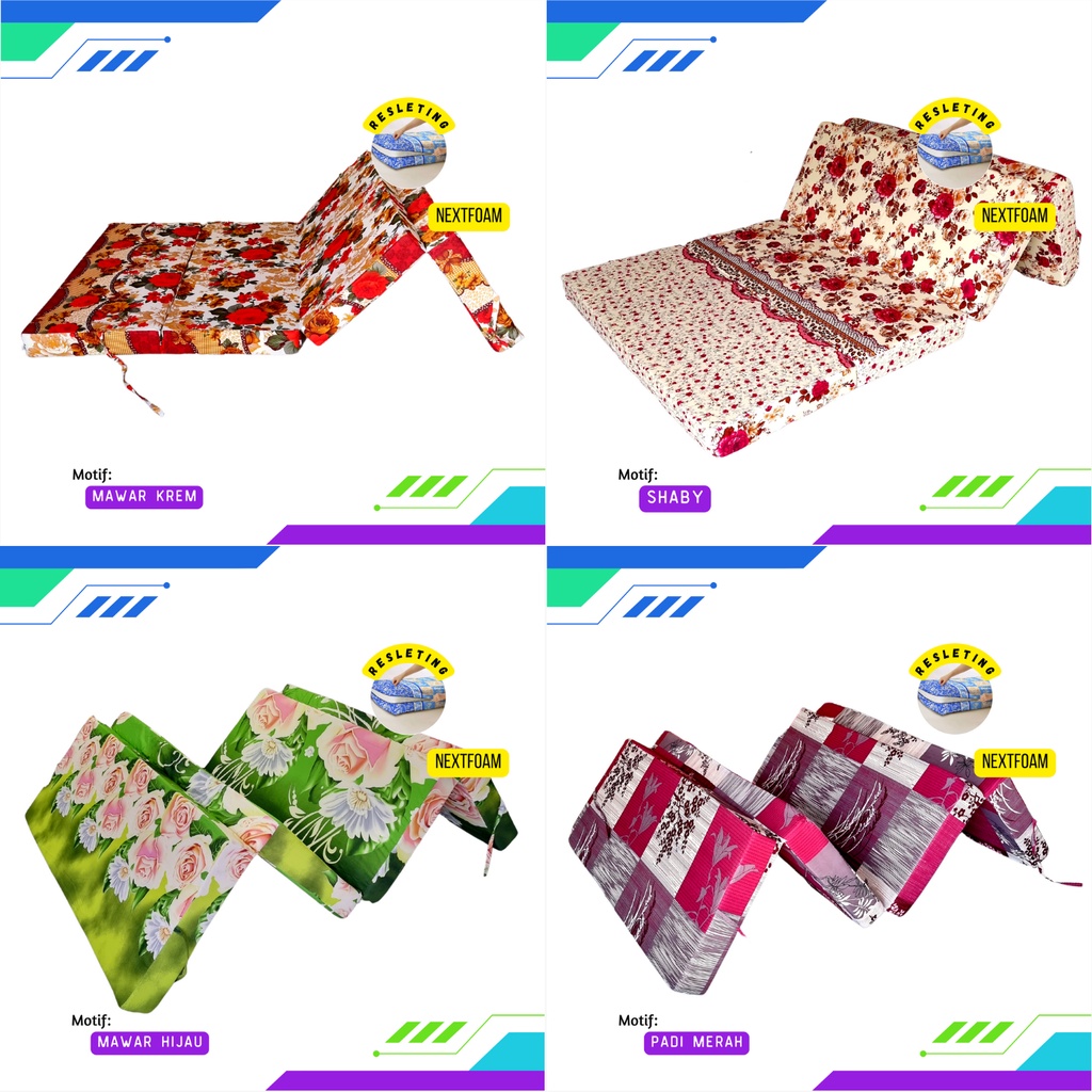 Sarung Kasur Busa Lipat Resleting Tebal 5,10, 15, 20 cm ukuran 200x200 200x180 200x160 200x145 200x120 200x100 200x90 200x80/ Cover Kasur Busa Inoac / Sprei Resleting