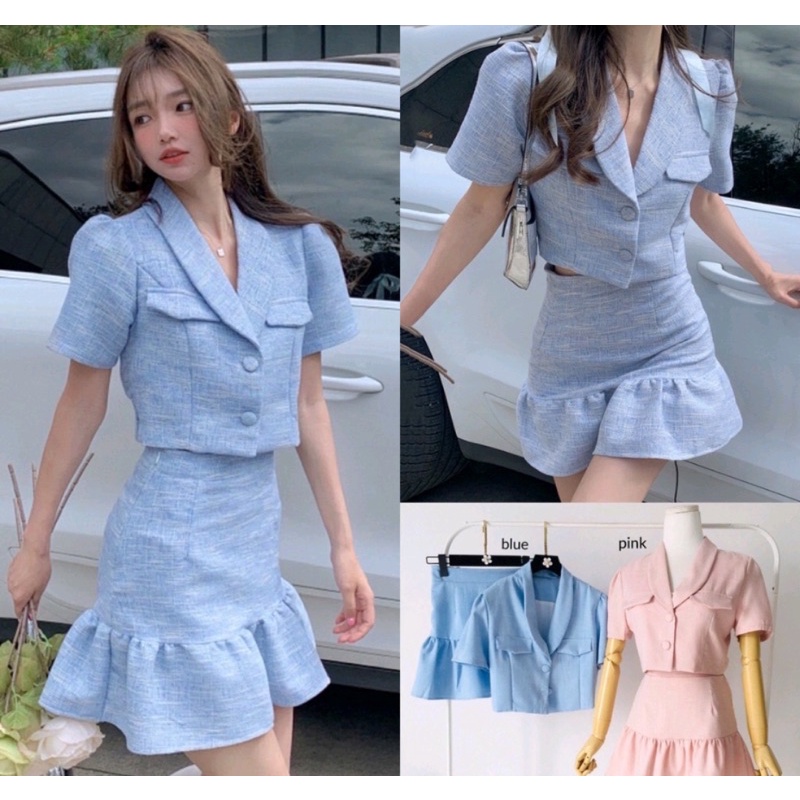 One set crop blazer & skirt