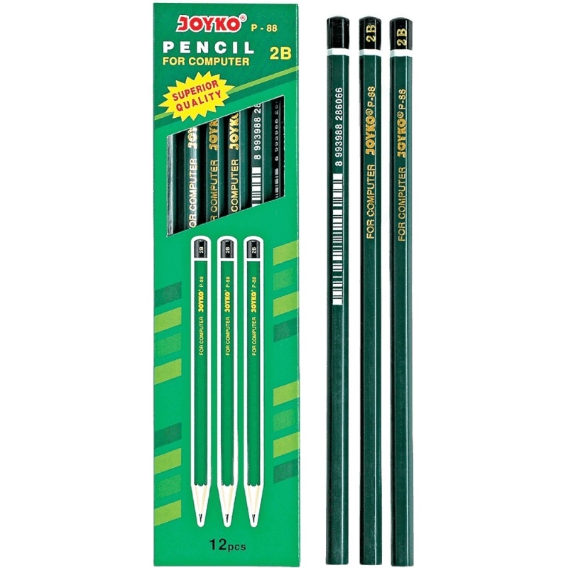 

[ 1 pcs ] Pensi kayu joyko 2B P88 hijau / pensil kayu 2B Joyko for computer