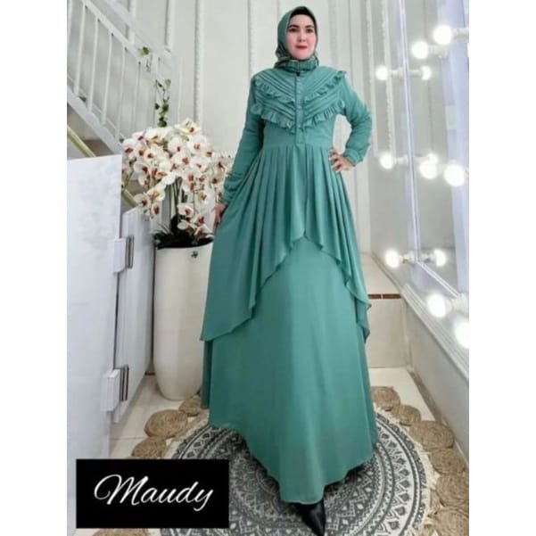 Gamis Wanita Terbaru 2023 Maudy Dress Ceruty Babydoll Full Furing Gamis Malaysia Baju Kondangan Wanita Kekinian