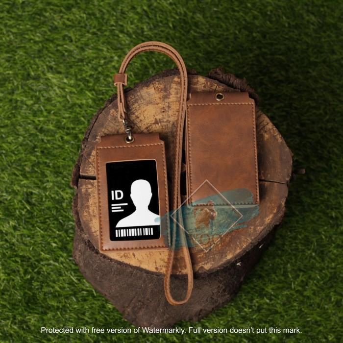 

ID Card Holder/Name Tag/Gantungan ID CARD Magnet Kulit FRONT COKLAT