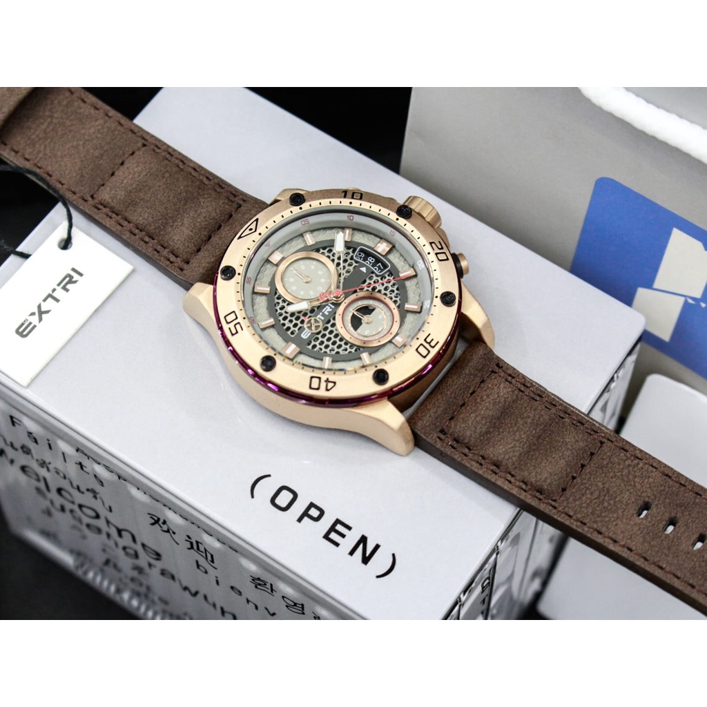 JamTangan Pria Extri X7009 Original Chronograph Aktif Water Resist