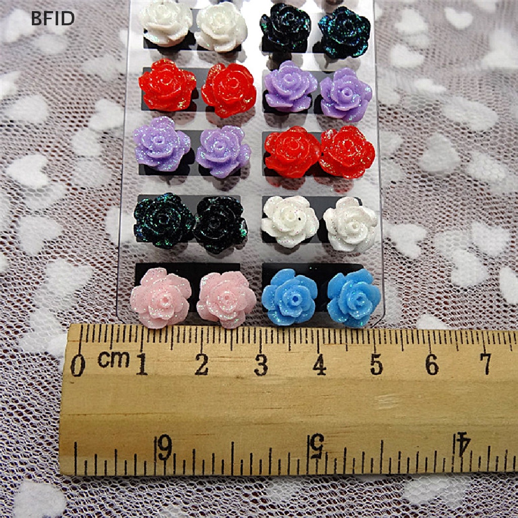 [BFID] 12pasang Anting Tusuk Mawar Mystic Warna Campur Anting Bunga Grosir [ID]