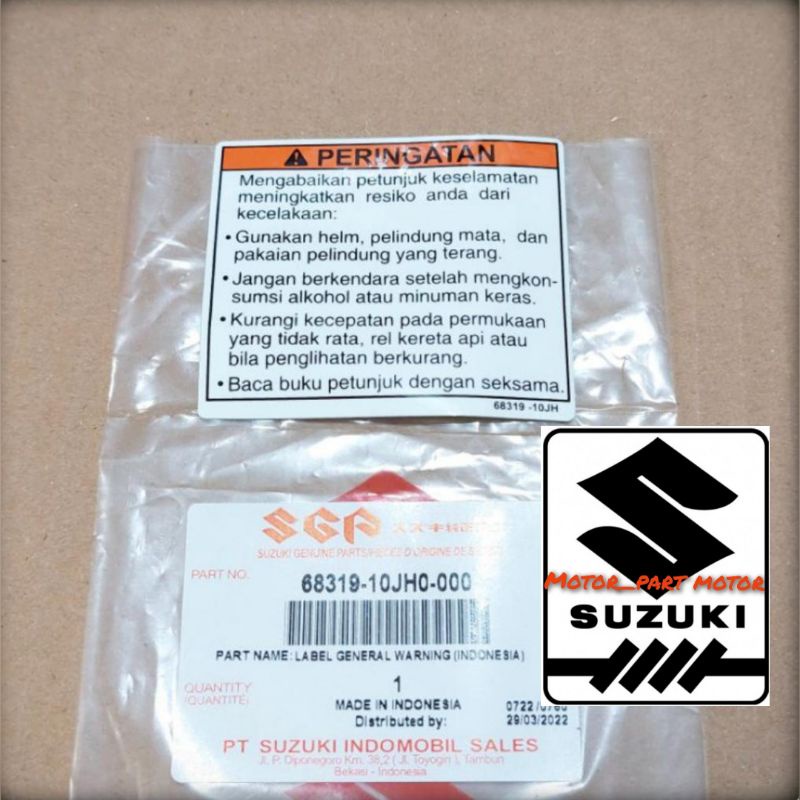 sticker stiker logo label warning peringatan all motor Suzuki ORI SGP