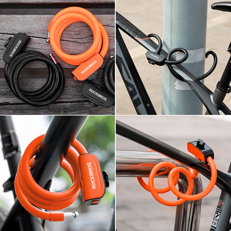 ROCKBROS RKS515 Kunci Gembok Sandi Sepeda  ABS Sepeda-Bike Bicycle Lock Ring 110CM hitam/jeruk Portable Cable Lock