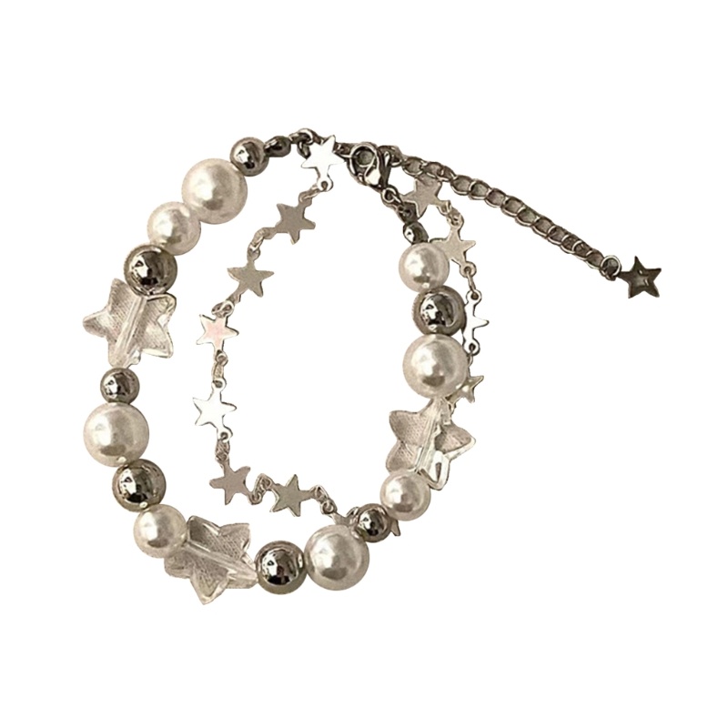 Siy Bintang Gelang Rasa Tinggi Double Pearl Beaded Bracelet Perhiasan Vintage Mewah