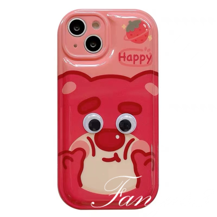 Compatible For iPhone 14 13 12 11 Pro Max X XR Xs Max 8 7 6 6s Plus SE 2020 Kompatibel Untuk Strawberry Bear Monster Phone Case TPU Soft Cover Pelindung