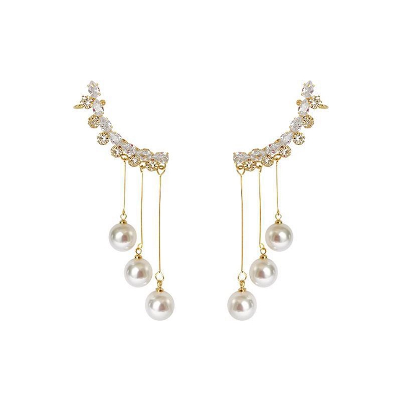 Kepribadian Baru Desain Fashion Zirkon Anting Untuk Wanita Cahaya Mewah Web Selebriti Temperamen Jumbai Perhiasan Anting Mutiara