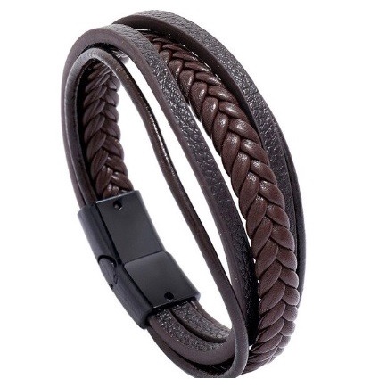 

~@~@~@~@] gelang kulit multilayer lock steel 039