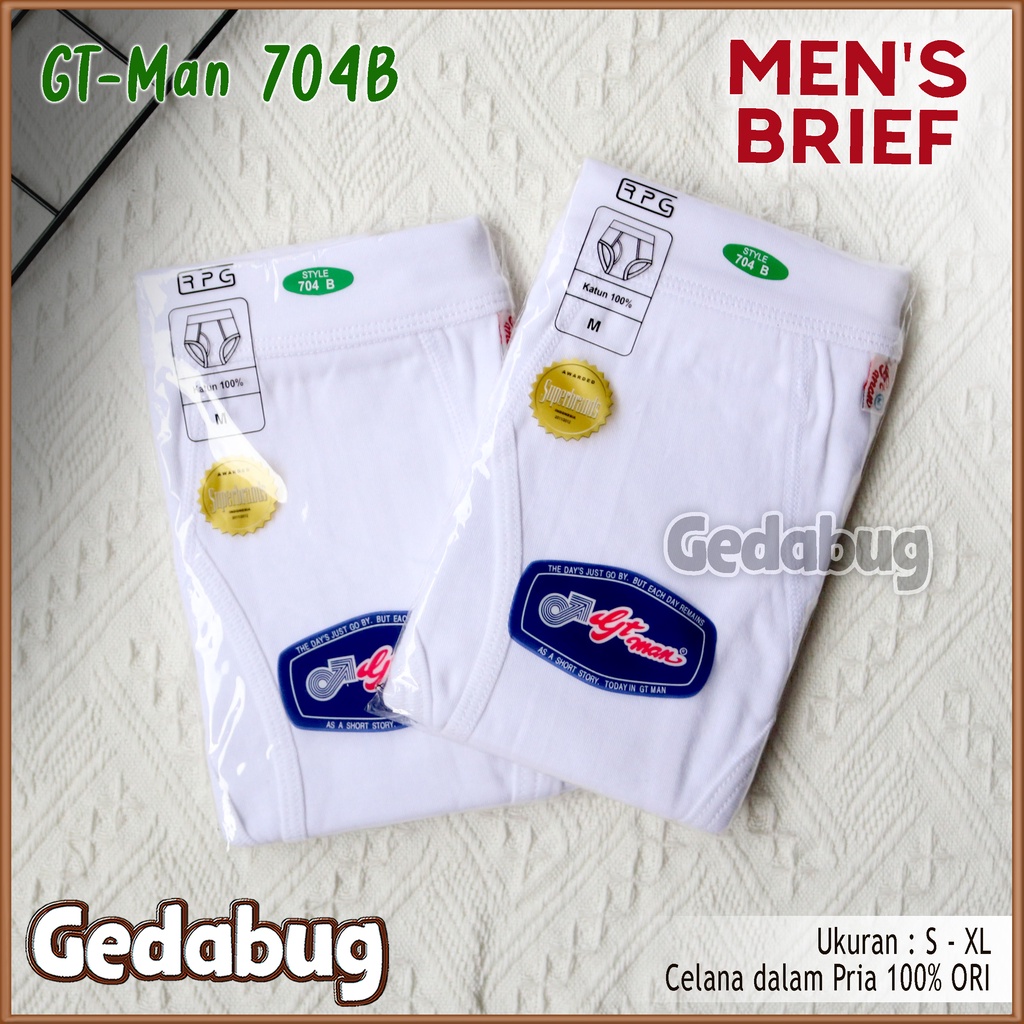 CD Pria GT-MAN 704B Putih | Celana dalam Pria dewasa karet Boxer Polos | Gedabug