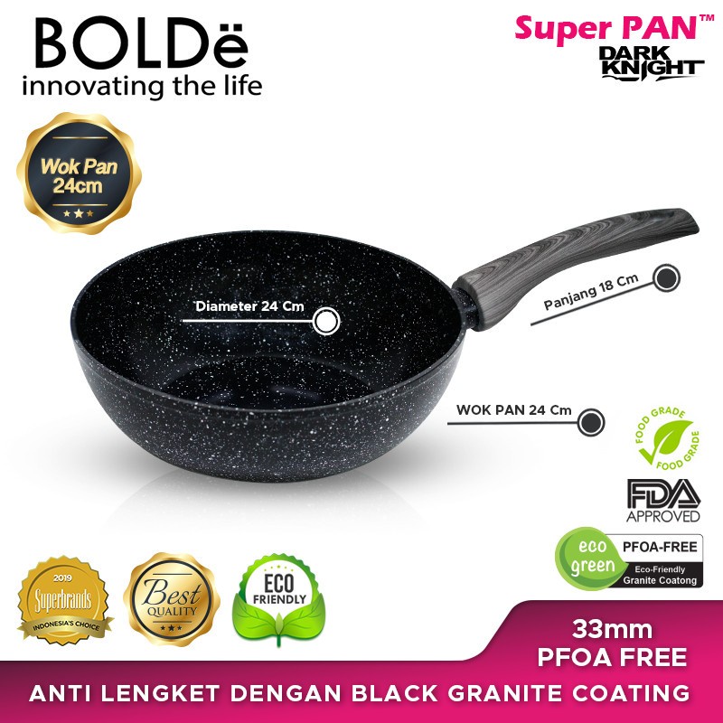 Panci granite super pan BOLDe 24cm Dark Knight - wok 24 cm induksi BOLDE 24cm Dark Knight BOLDE wok