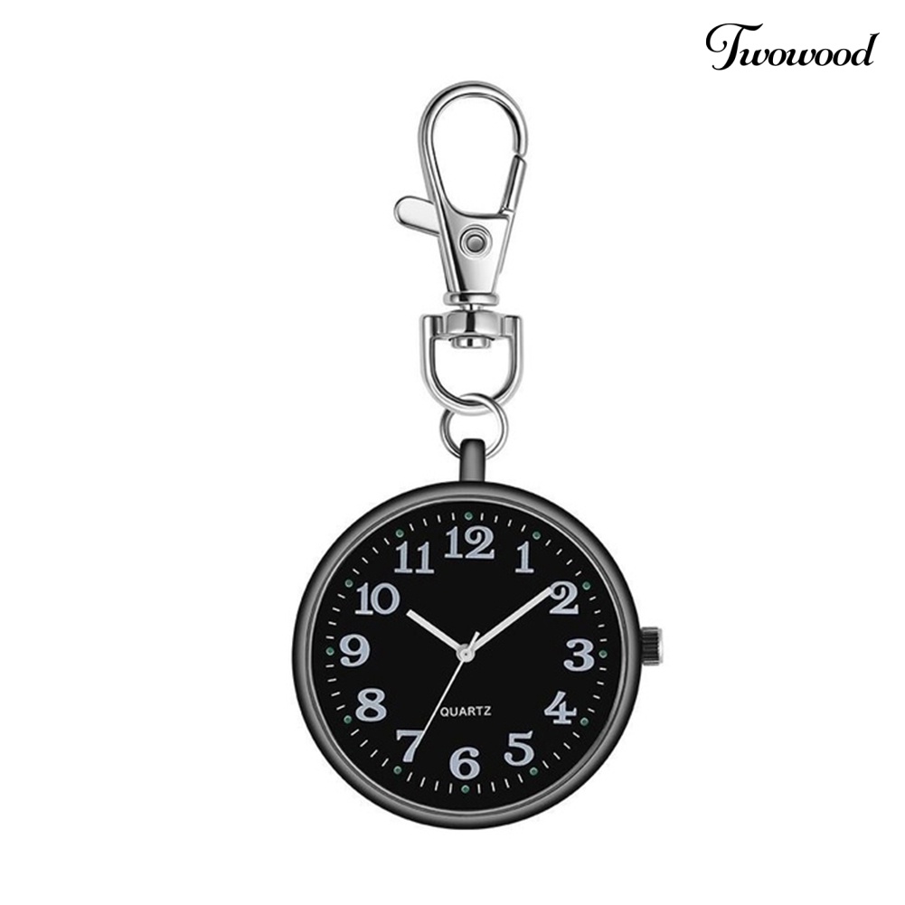 Twowood Fashion Unisex Dial Bulat Quartz Analog Perawat Medis Keychain Pocket Watch