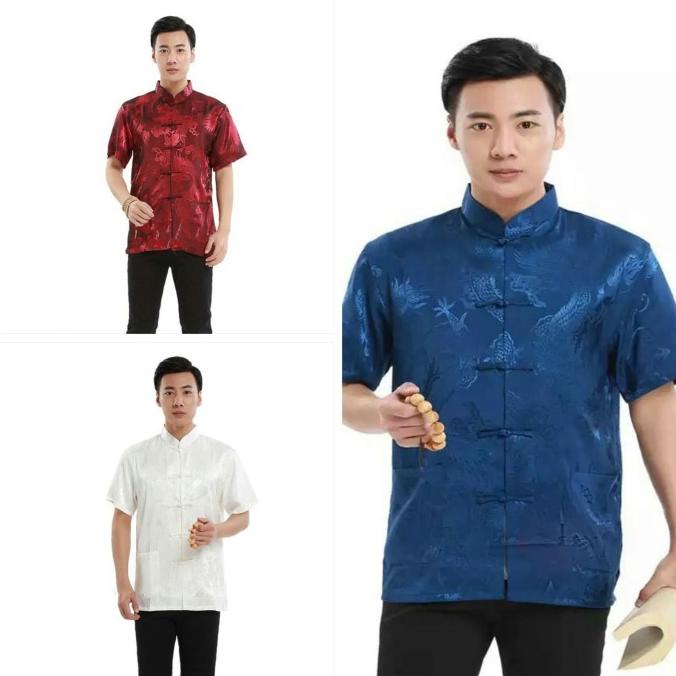 PROMO.... Cheongsam Lengan Pendek Pria Merah Maroon.